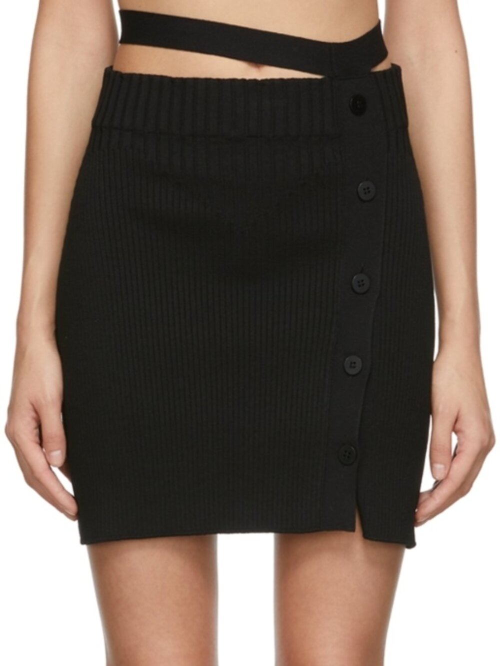 ANDREĀDAMO Black Knit Miniskirt